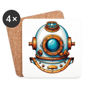 Nostalgischer Taucherhelm Tiefseetaucherhelm - Untersetzer (4er-Set) - Weiß - Vorne