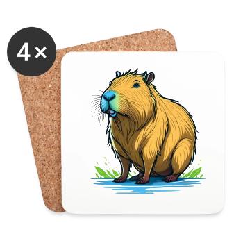 Capybara ou capybara - Dessous de verre (lot de 4) - blanc - Devant