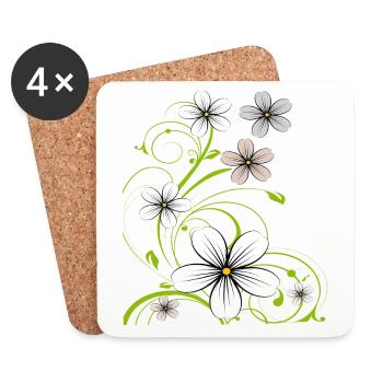 Blumenranke floral - Untersetzer (4er-Set) - Weiß - Vorne