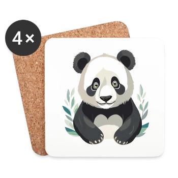 Trauriger Panda - Untersetzer (4er-Set) - Weiß - Vorne