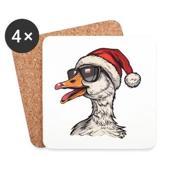 Gans Weihnachten Lustig - Untersetzer (4er-Set) - Weiß - Vorne