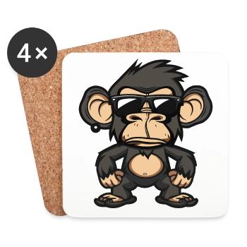 Affe Cool Comic - Untersetzer (4er-Set) - Weiß - Vorne