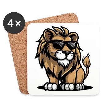 Lion Cool Bande Dessinée - Dessous de verre (lot de 4) - blanc - Devant