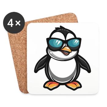 Pinguin Cool Comic - Untersetzer (4er-Set) - Weiß - Vorne