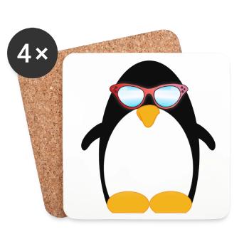 Pinguin (penguin) 09 - Untersetzer (4er-Set) - Weiß - Vorne