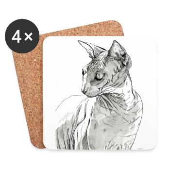 Sphynx Cat - Coasters (set of 4) - white - Front