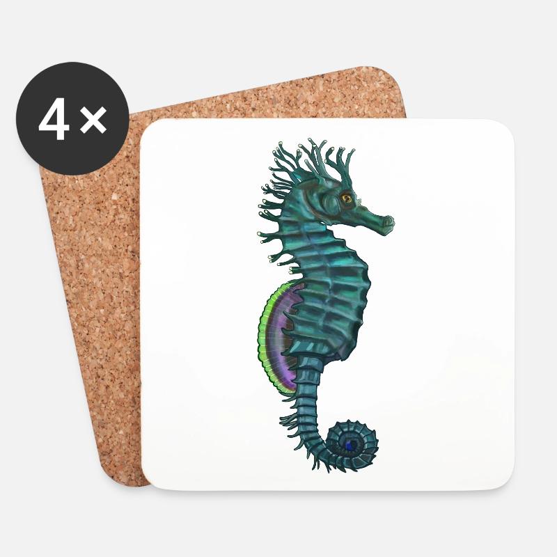 Hippocampus - Untersetzer (4er-Set) - Weiß
