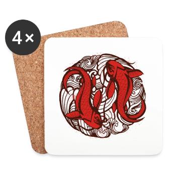 Japanese red fish - Coasters (set of 4) - white - Front