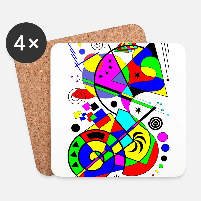 abstrakte Kunst bunte Muster bunte Farben Formen - Untersetzer (4er-Set) - Weiß