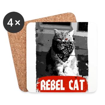Rebel Cat - Grumpy Cat - Cat - Coasters (set of 4) - white - Front