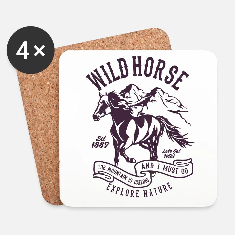 Wild Horse - Untersetzer (4er-Set) - Weiß
