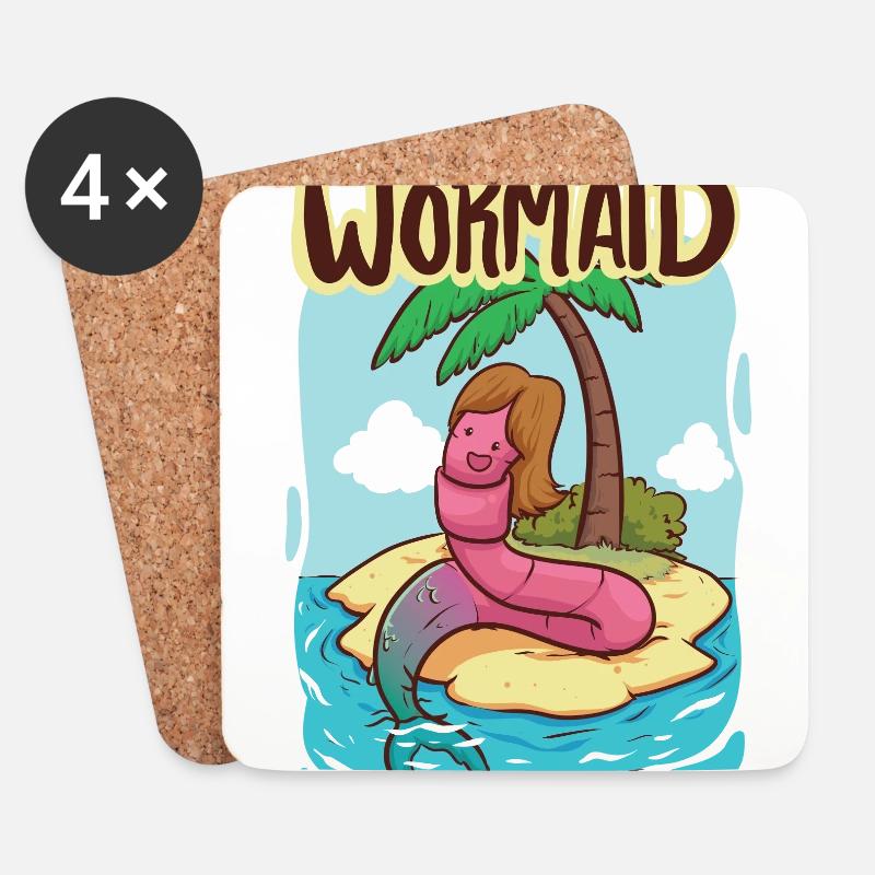 Wormaid - Der Wurm, der zur Meerjungfrau wurde - Untersetzer (4er-Set) - Weiß