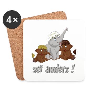 Mammut Elefant Geschwister Spruch be different - Untersetzer (4er-Set) - Weiß - Vorne