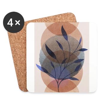 Neutral Boho Art Print, with flower and circles - Untersetzer (4er-Set) - Weiß - Vorne
