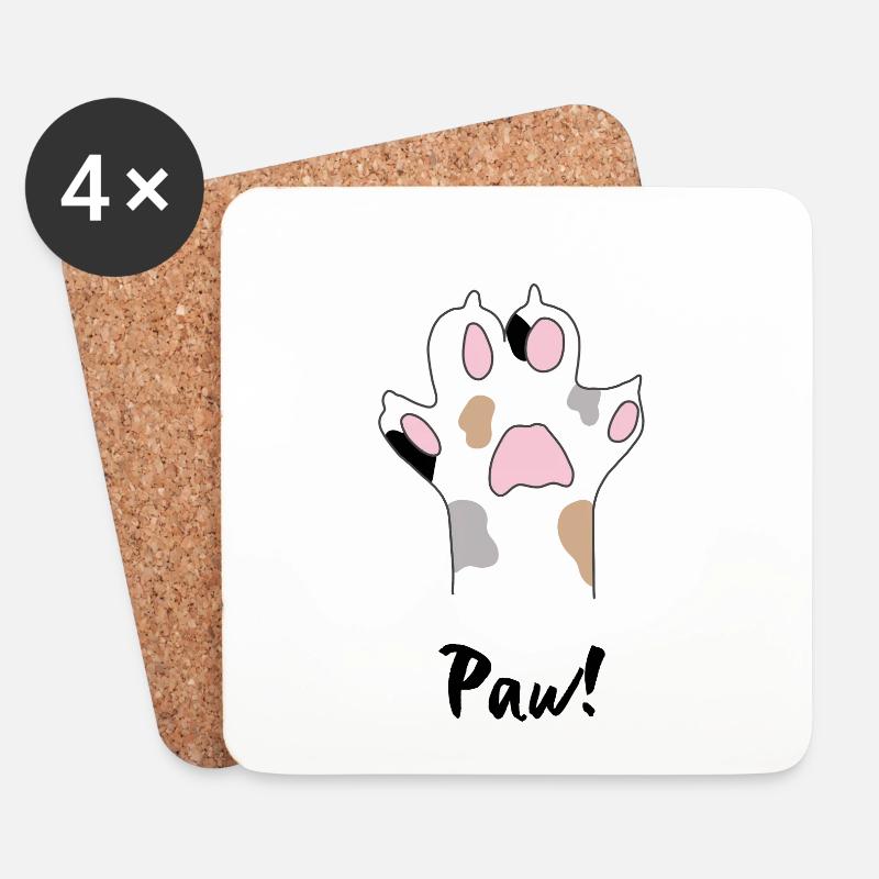 CAT PAW Katzen Pfote - Untersetzer (4er-Set) - Weiß