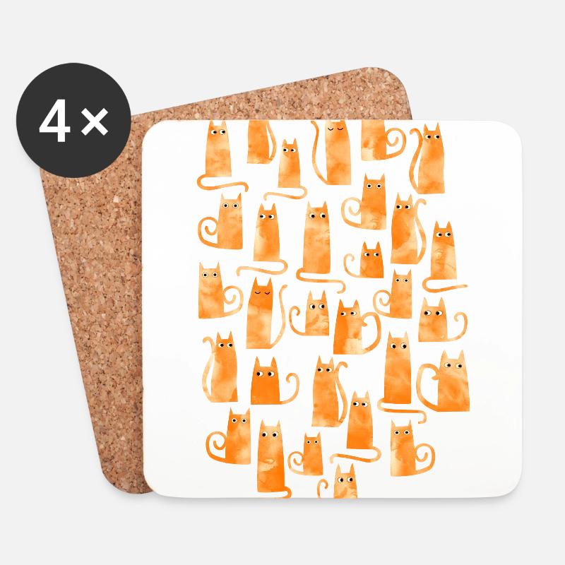Ingwer Katze Aquarell - Untersetzer (4er-Set) - Weiß