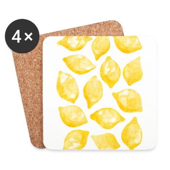 Lemon Watercolor - Coasters (set of 4) - white - Front