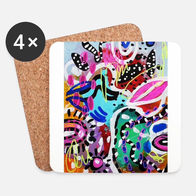 Abstract Chaos #4 original painting Design - Untersetzer (4er-Set) - Weiß