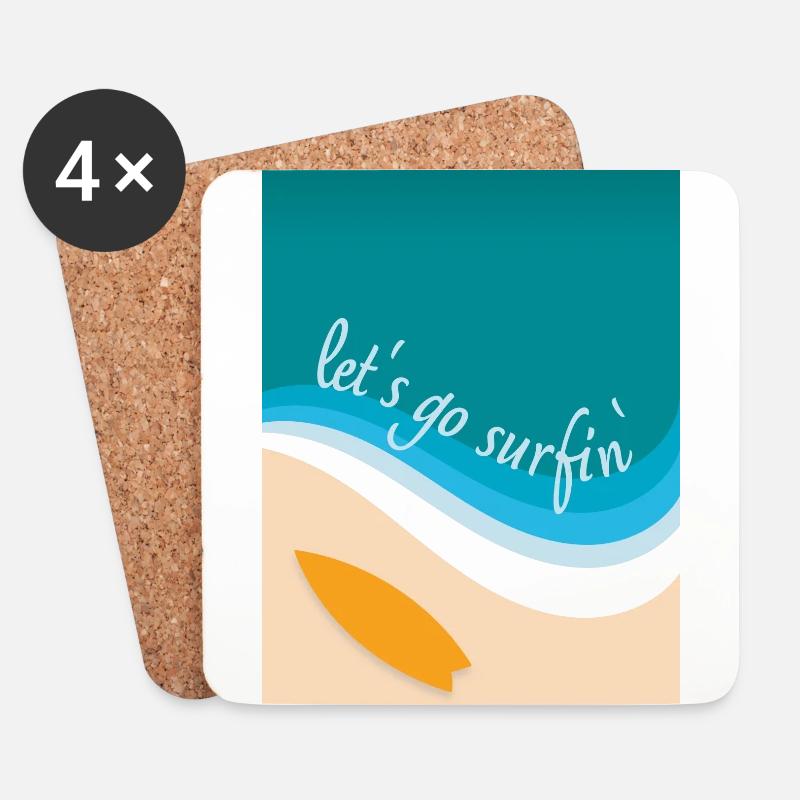 Let's go surfin' surfing Surfen (eckiges Design) - Untersetzer (4er-Set) - Weiß