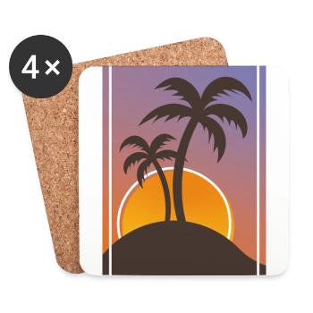 Palmen im Sonnenuntergang am Meer Urlaub Reise - Untersetzer (4er-Set) - Weiß - Vorne