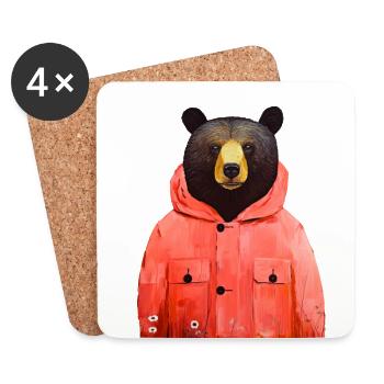 Art animal ours #bear - Dessous de verre (lot de 4) - blanc - Devant