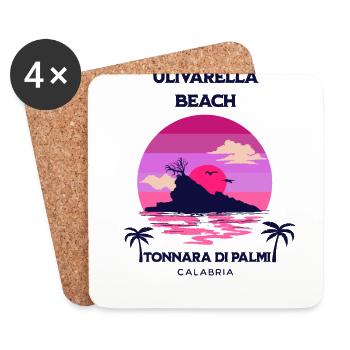 Plage d’Ulivarella Palmi Calabre - Dessous de verre (lot de 4) - blanc - Devant
