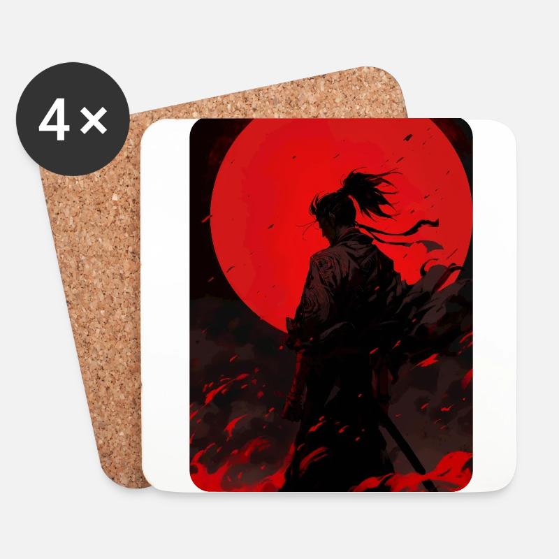 Blood Moon Samurai - Coasters (set of 4) - white