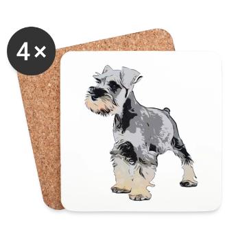 Zwergschnauzer 1 - Untersetzer (4er-Set) - Weiß - Vorne