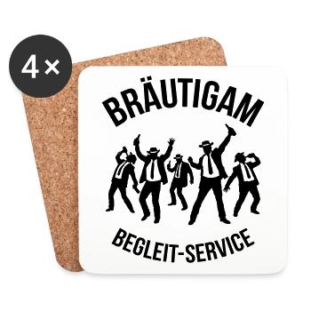 Bräutigam Begleit-Service (JGA Begleitservice / B) - Untersetzer (4er-Set) - Weiß - Vorne
