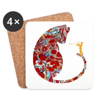 cat with saxophone e 251 - Coasters (set of 4) - white - Front