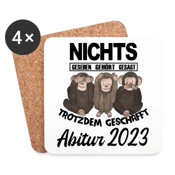 Affen Abitur 2023 nichts gesehen Geschenkidee - Untersetzer (4er-Set) - Weiß - Vorne