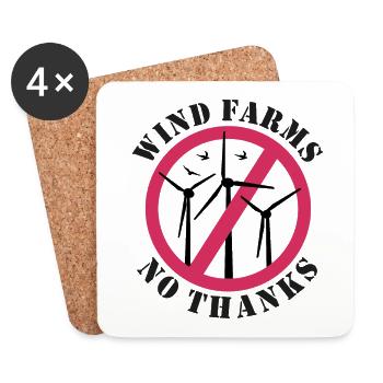 Windparks Nein Danke, Nein zu Windkraft - Untersetzer (4er-Set) - Weiß - Vorne