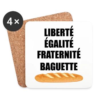 Liberté Egalité Fraternité Baguette - Coasters (set of 4) - white - Front
