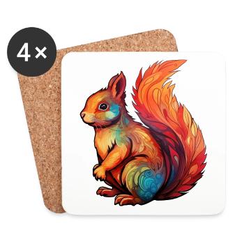 Eichhörnchen - Untersetzer (4er-Set) - Weiß - Vorne