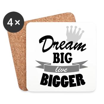 Dream Big Live Bigger Krone Spruch Typografie stil - Untersetzer (4er-Set) - Weiß - Vorne