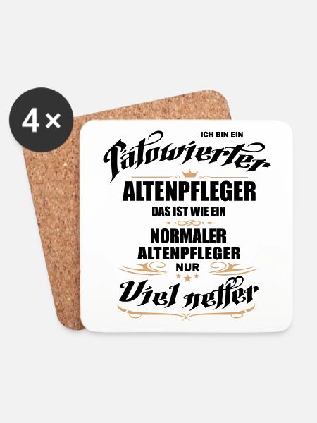 Tätowierter Altenpfleger ist netter! Altenpflege. - Untersetzer (4er-Set) - Weiß