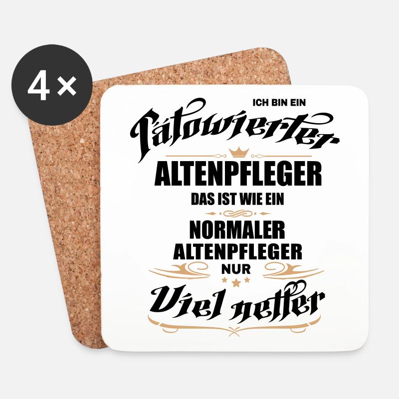 Tätowierter Altenpfleger ist netter! Altenpflege. - Untersetzer (4er-Set) - Weiß