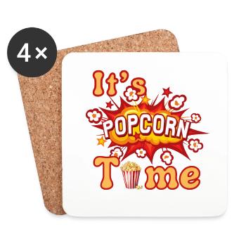 C’est l’heure du pop-corn ! - Dessous de verre (lot de 4) - blanc - Devant