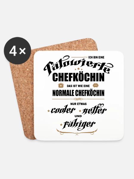 Chefköchin mit Tattoos. Tätowierte Köchin. - Untersetzer (4er-Set) - Weiß