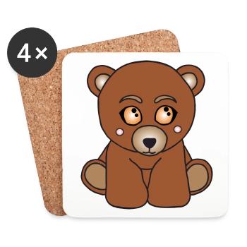 Kleiner süßer Bär - Untersetzer (4er-Set) - Weiß - Vorne