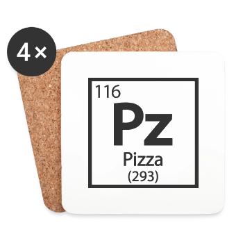 Pizza Element - Tableau périodique - Dessous de verre (lot de 4) - blanc - Devant