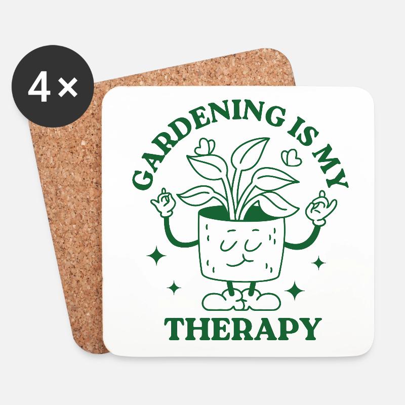 Gartenarbeit ist meine Therapie - Untersetzer (4er-Set) - Weiß