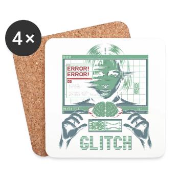 Error Glitch - Futuristisches Grafik T-Shirt - Untersetzer (4er-Set) - Weiß - Vorne