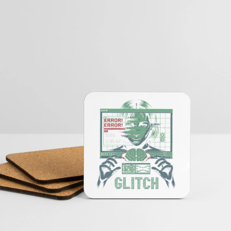 Error Glitch - Futuristic Graphic Tshirt Coasters (set of 4)