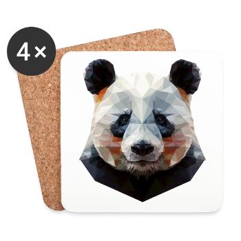 Panda I Low Poly Art Logo Design - Coasters (set of 4) - white - Front