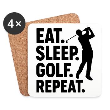 Golfspieler Essen schlafen Golf spielen - Untersetzer (4er-Set) - Weiß - Vorne