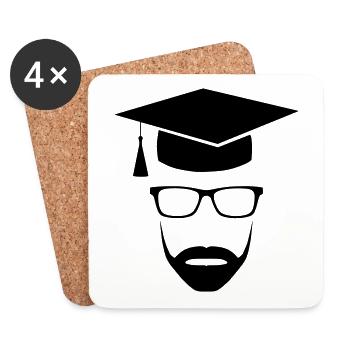 Master Uni Nerd mit Bart - Untersetzer (4er-Set) - Weiß - Vorne