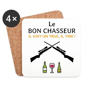 Le bon chasseur - Les Inconnus - Réplique Culte ! - Dessous de verre (lot de 4) - blanc - Devant