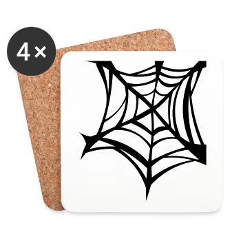 Spinnennetz schwarz / black spider web / Halloween - Untersetzer (4er-Set) - Weiß - Vorne
