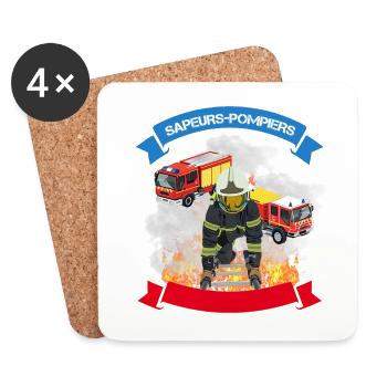 SAPEURS POMPIERS - Dessous de verre (lot de 4) - blanc - Devant